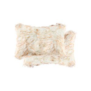 Luxe Home Decor Belton Faux Fur Pillow | 2-Piece | Gradient tan | 12"x20"